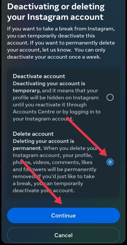  instagram account delete kaise kare